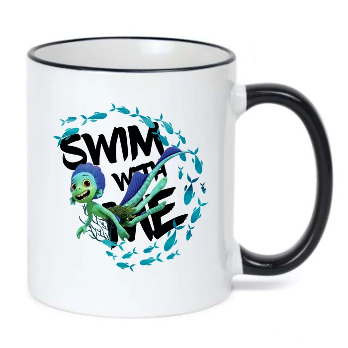 Swim With Me Cute Cartoon Mermaid Black Color Changing Mug