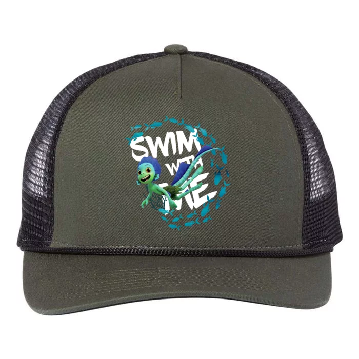 Swim With Me Cute Cartoon Mermaid Retro Rope Trucker Hat Cap