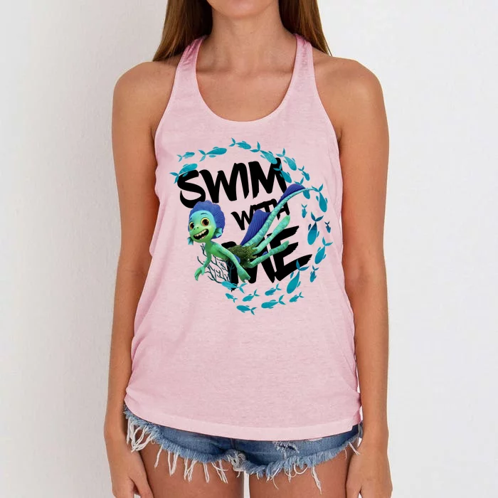 Swim With Me Cute Cartoon Mermaid Women's Knotted Racerback Tank