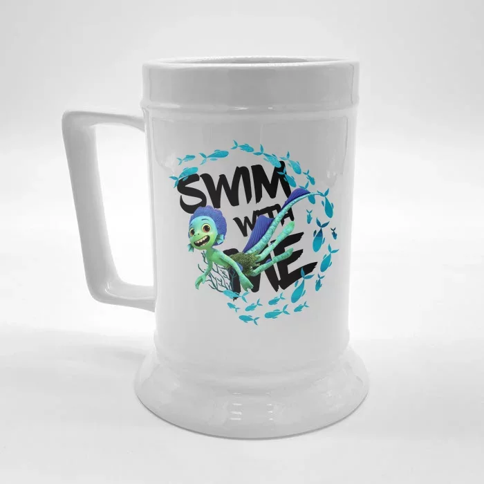 Swim With Me Cute Cartoon Mermaid Front & Back Beer Stein