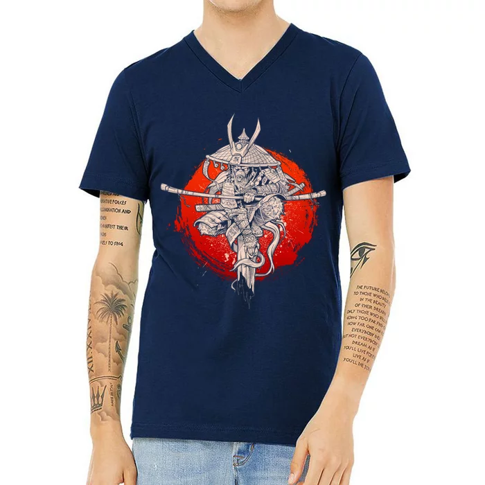 Samurai Warrior Monkey King V-Neck T-Shirt