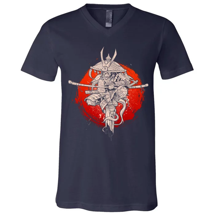 Samurai Warrior Monkey King V-Neck T-Shirt