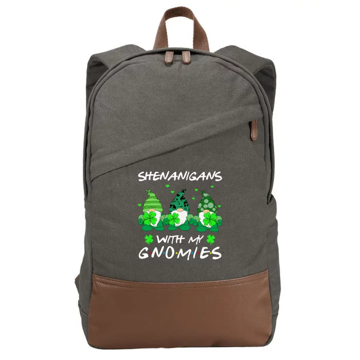 Shenanigans With My Gnomies Shamrock St Patricks Day Cotton Canvas Backpack