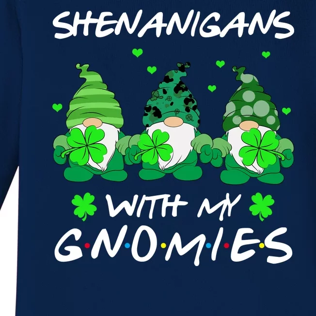 Shenanigans With My Gnomies Shamrock St Patricks Day Baby Long Sleeve Bodysuit