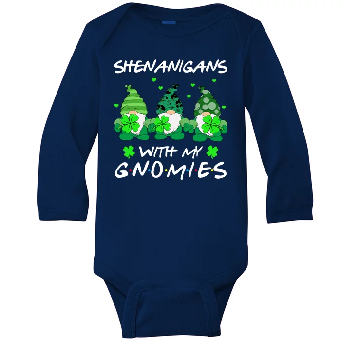 Shenanigans With My Gnomies Shamrock St Patricks Day Baby Long Sleeve Bodysuit