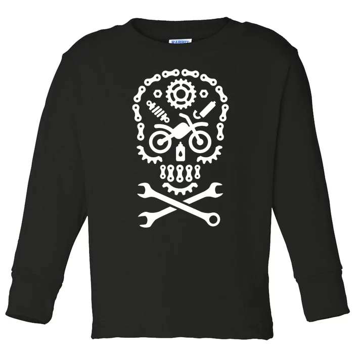 Skull Wrench Mechanic Tools Garage Car Mechanic Toddler Long Sleeve Shirt