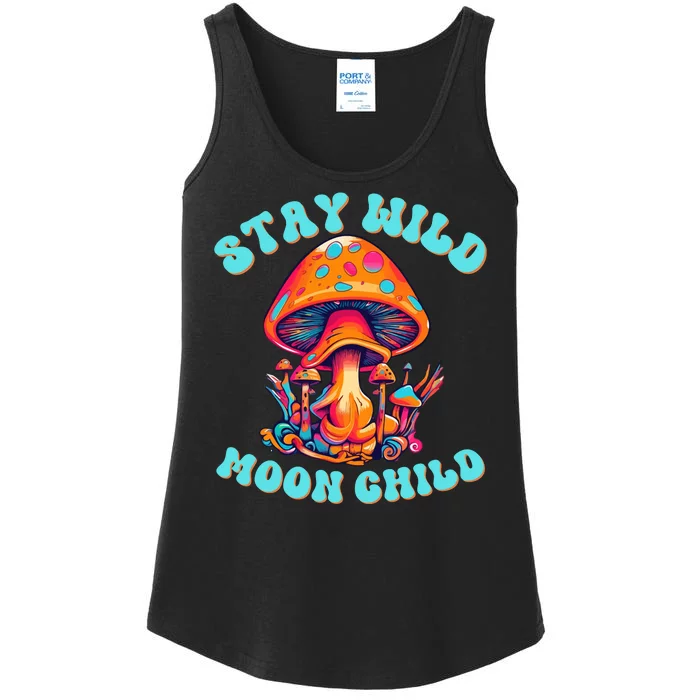 Stay Wild Moon Child Colorful TieDye Psychedelic Pop Culture LSD Magic Mushrooms Ladies Essential Tank