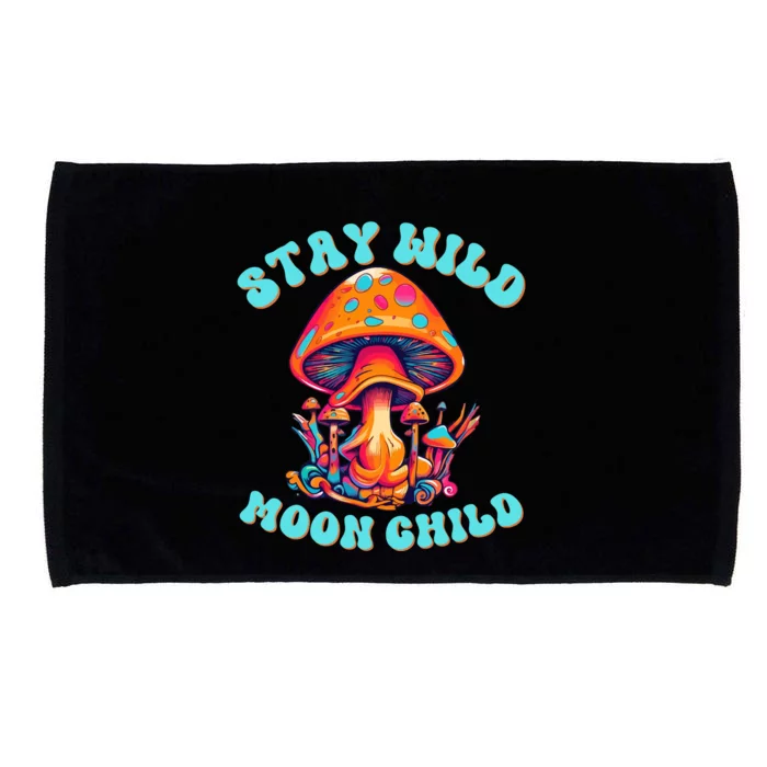 Stay Wild Moon Child Colorful TieDye Psychedelic Pop Culture LSD Magic Mushrooms Microfiber Hand Towel