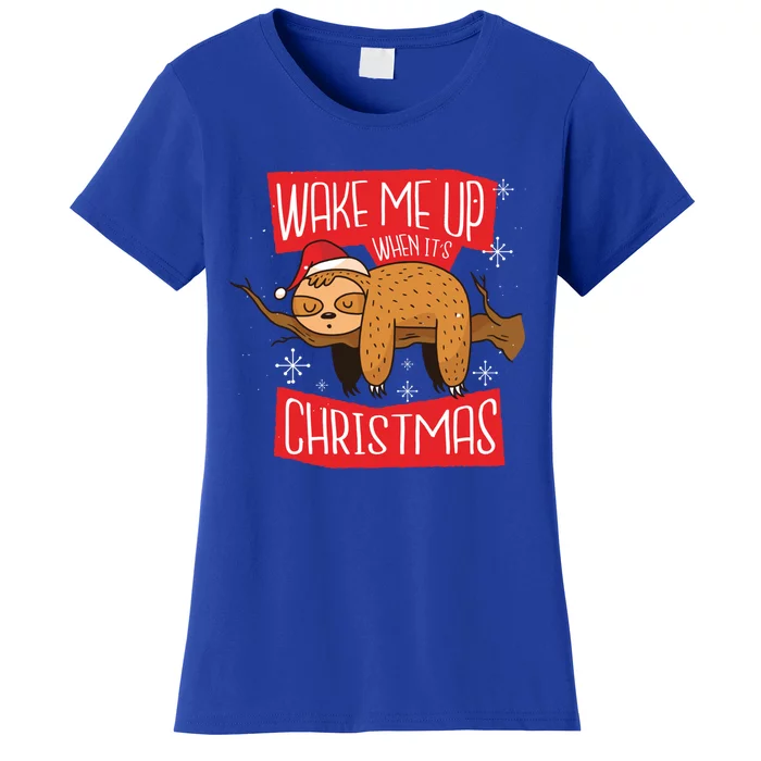 Sloth Wake Me Up When Its Christmas Cute Gift Women's T-Shirt