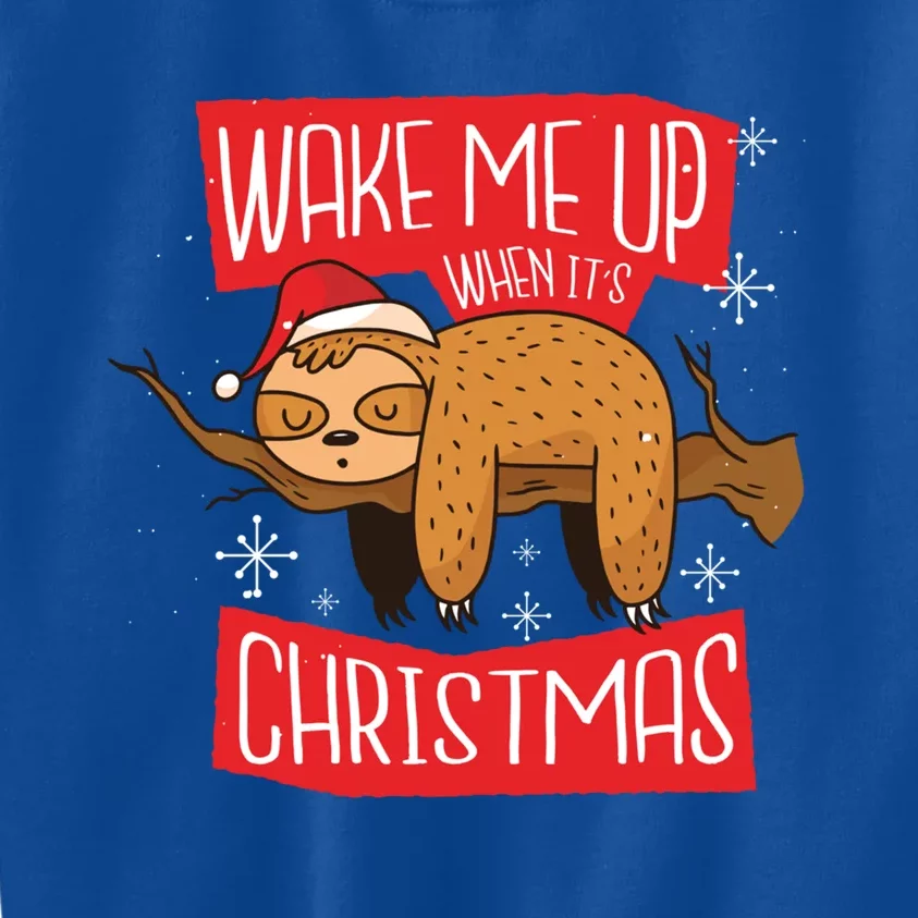 Sloth Wake Me Up When Its Christmas Cute Gift Kids Sweatshirt