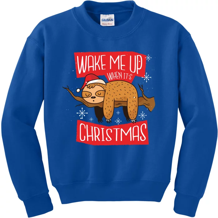 Sloth Wake Me Up When Its Christmas Cute Gift Kids Sweatshirt