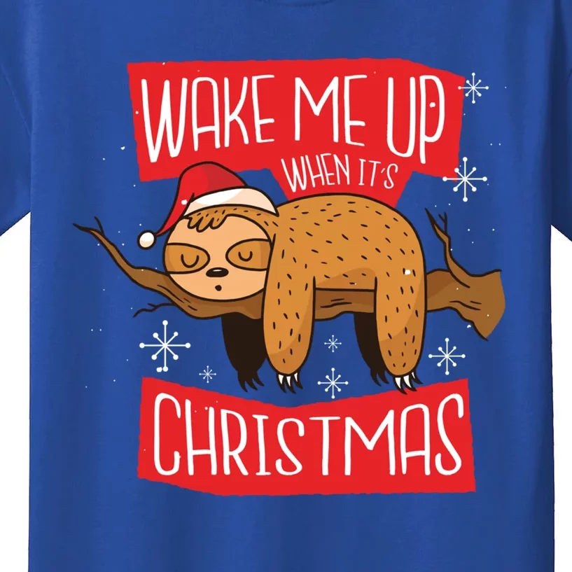 Sloth Wake Me Up When Its Christmas Cute Gift Kids T-Shirt