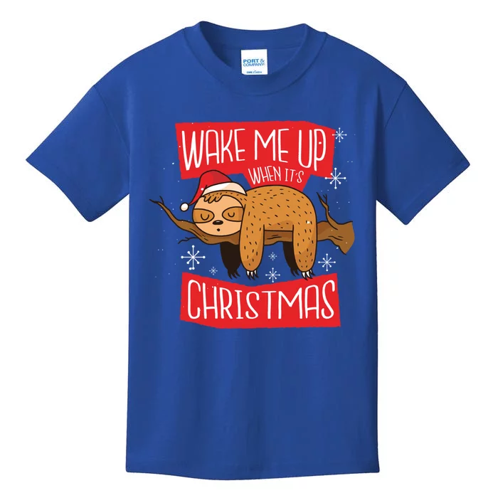 Sloth Wake Me Up When Its Christmas Cute Gift Kids T-Shirt