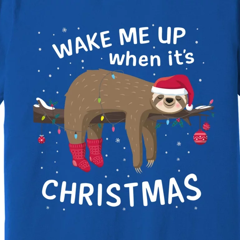 Sloth Wake Me Up When It´S Christmas Present Gift Premium T-Shirt