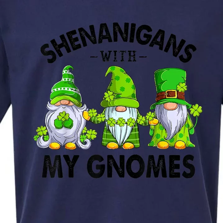 Shenanigans With My Gnomes Funny St Patrick's Day Crew Sueded Cloud Jersey T-Shirt