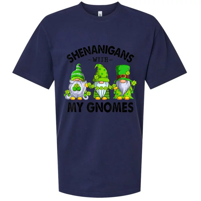 Shenanigans With My Gnomes Funny St Patrick's Day Crew Sueded Cloud Jersey T-Shirt