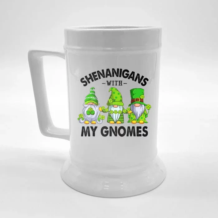 Shenanigans With My Gnomes Funny St Patrick's Day Crew Front & Back Beer Stein