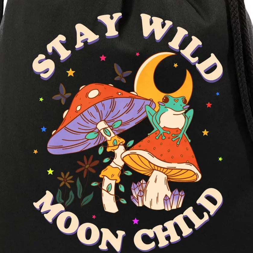 Stay Wild Moon Child Hippie Mushroom Nature Peace Drawstring Bag