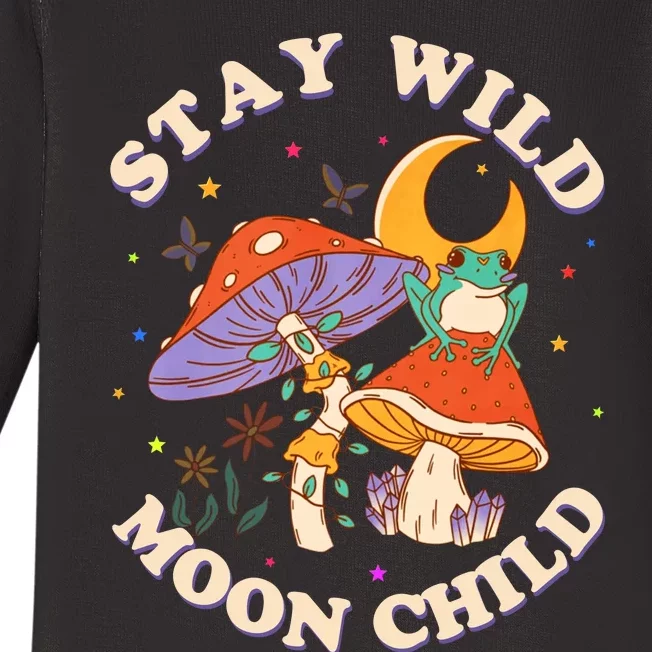 Stay Wild Moon Child Hippie Mushroom Nature Peace Baby Long Sleeve Bodysuit