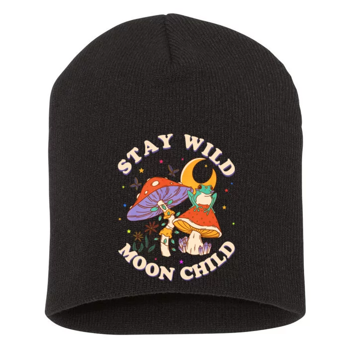 Stay Wild Moon Child Hippie Mushroom Nature Peace Short Acrylic Beanie