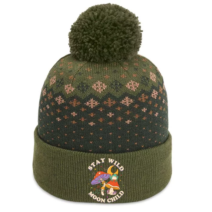 Stay Wild Moon Child Hippie Mushroom Nature Peace The Baniff Cuffed Pom Beanie