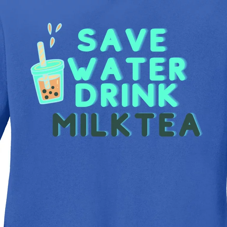 Save Water Milktea Milk Tea Lover Gift Ladies Long Sleeve Shirt