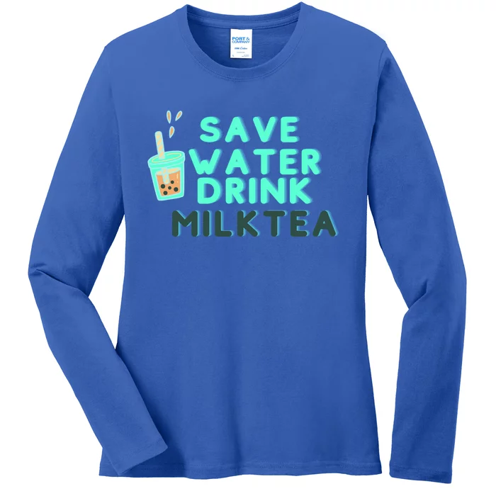 Save Water Milktea Milk Tea Lover Gift Ladies Long Sleeve Shirt