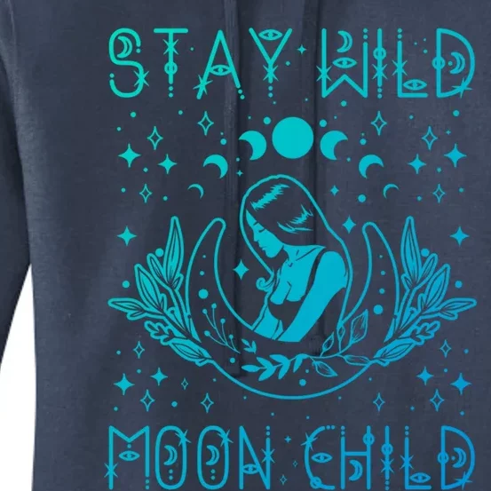 Stay Wild Moon Celestial Wiccan Witchy Boho Vibes Gift Women's Pullover Hoodie