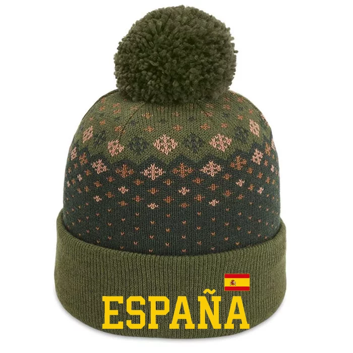 Spain Women Men Kids Spanish Flag Red España The Baniff Cuffed Pom Beanie