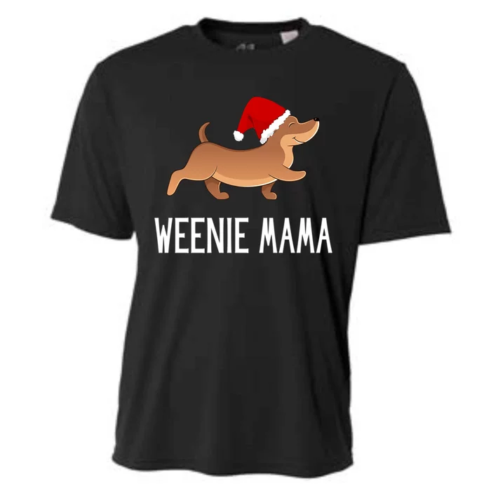 Santa Weenie Mama Dog Christmas Dachshund Cute Gift Cooling Performance Crew T-Shirt