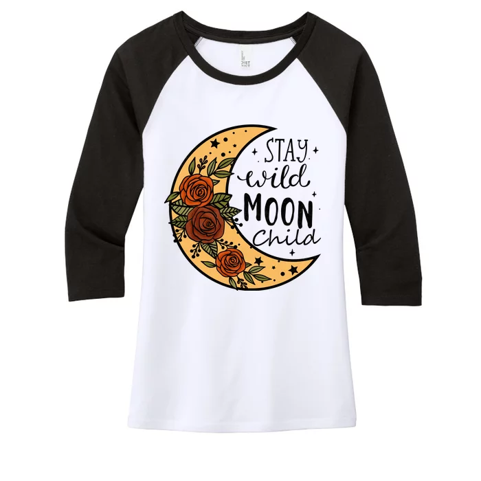 Stay Wild Moon Child Women's Tri-Blend 3/4-Sleeve Raglan Shirt