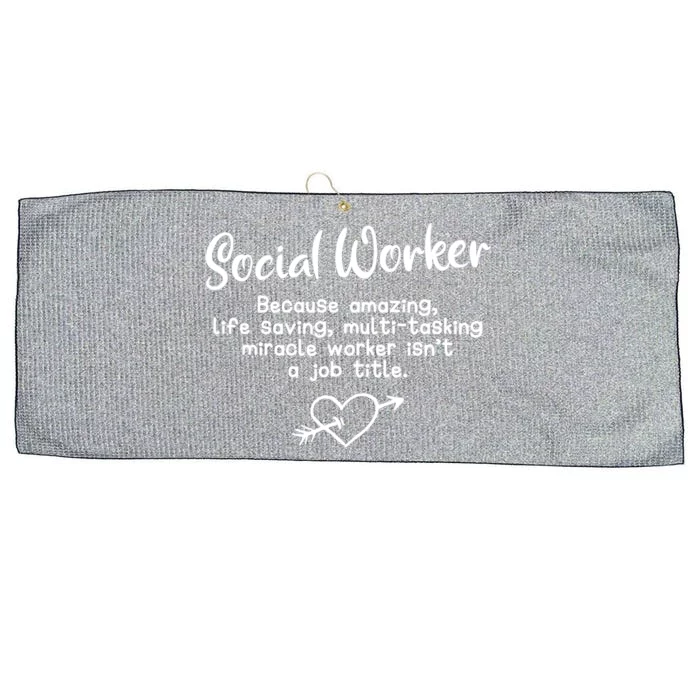 Social Worker Miracle Worker Isnt A Job Title Gift Large Microfiber Waffle Golf Towel