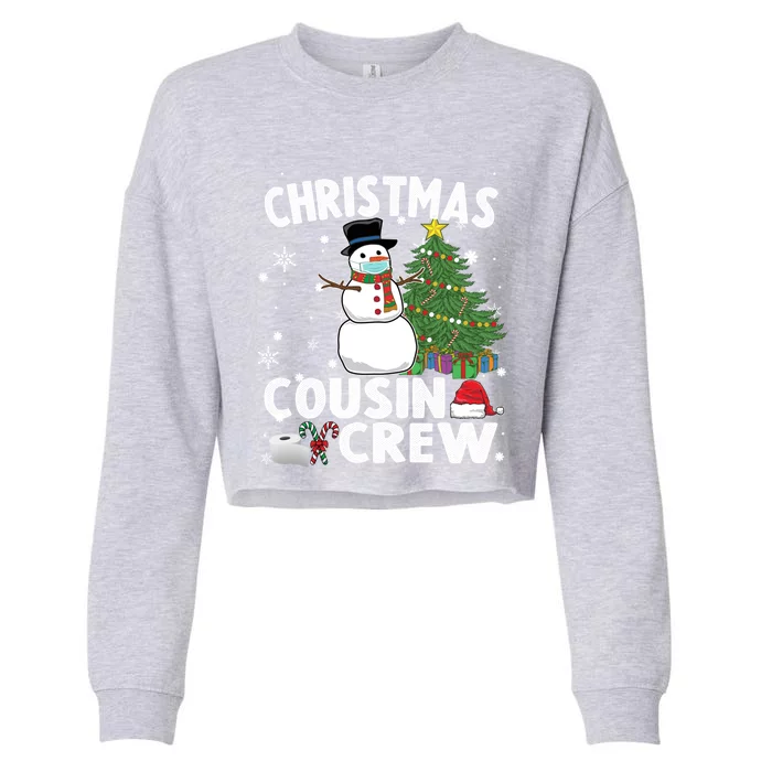 Snow Wearing Mask Christmas Cousin Crew Gift Cropped Pullover Crew