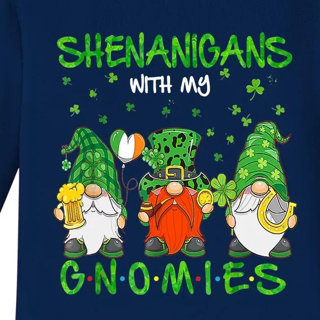 Shenanigans With My Gnomies St Patrick's Day Gnome Lover Baby Long Sleeve Bodysuit