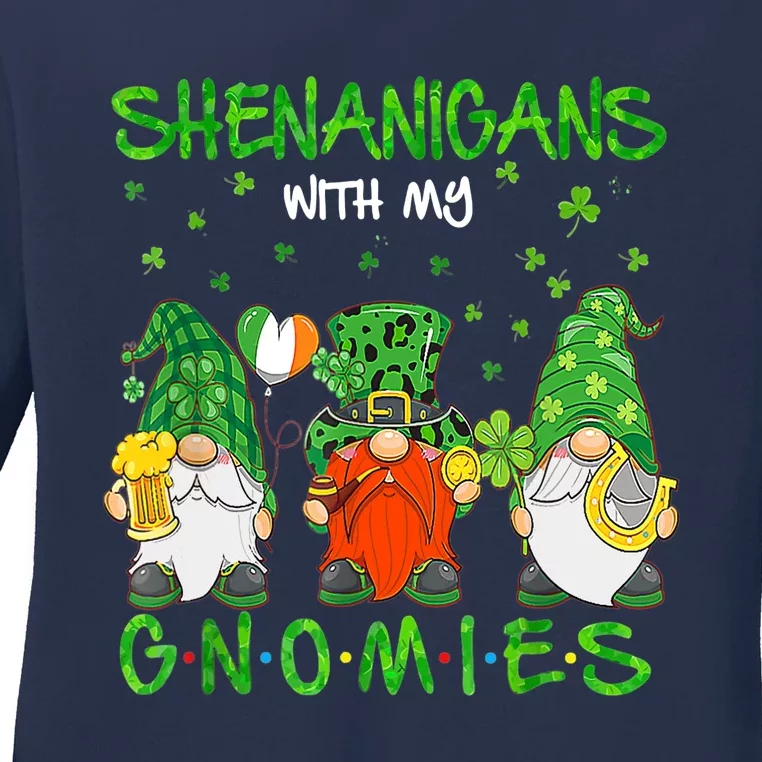 Shenanigans With My Gnomies St Patrick's Day Gnome Lover Ladies Long Sleeve Shirt