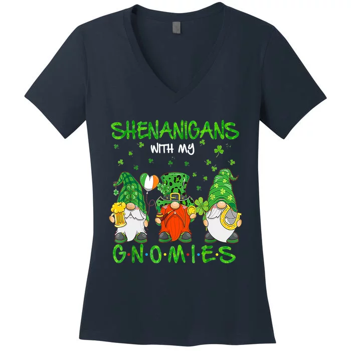 Shenanigans With My Gnomies St Patrick's Day Gnome Lover Women's V-Neck T-Shirt