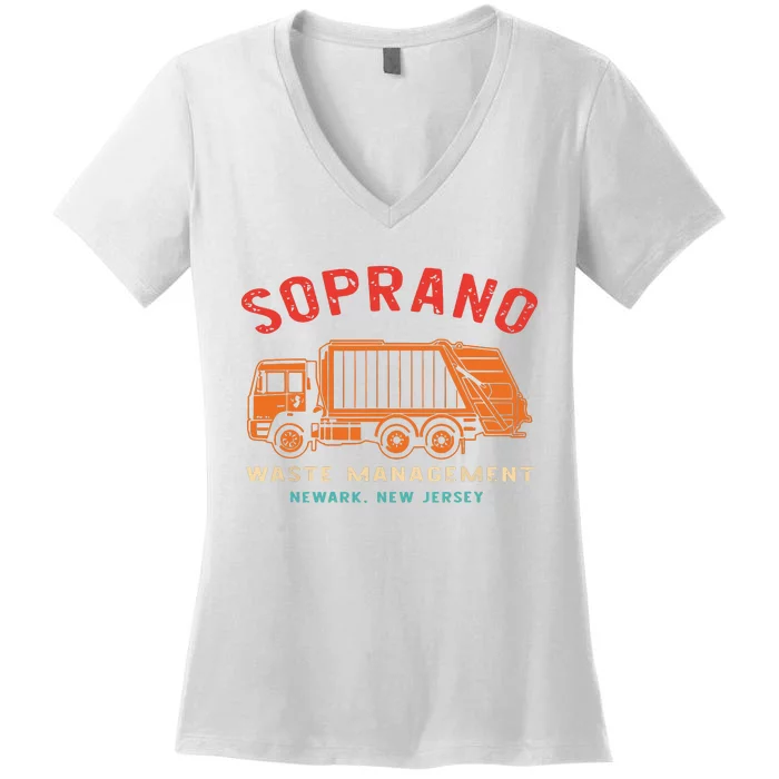 Soprano Waste Management Newark New Jersey Women's V-Neck T-Shirt