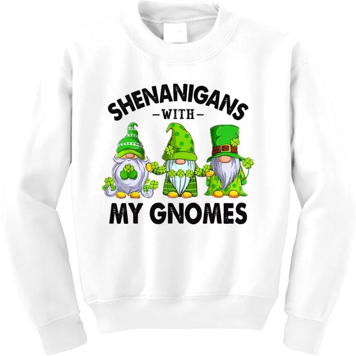 Shenanigans With My Gnomes Funny St Patrick's Day Crew Kids Sweatshirt