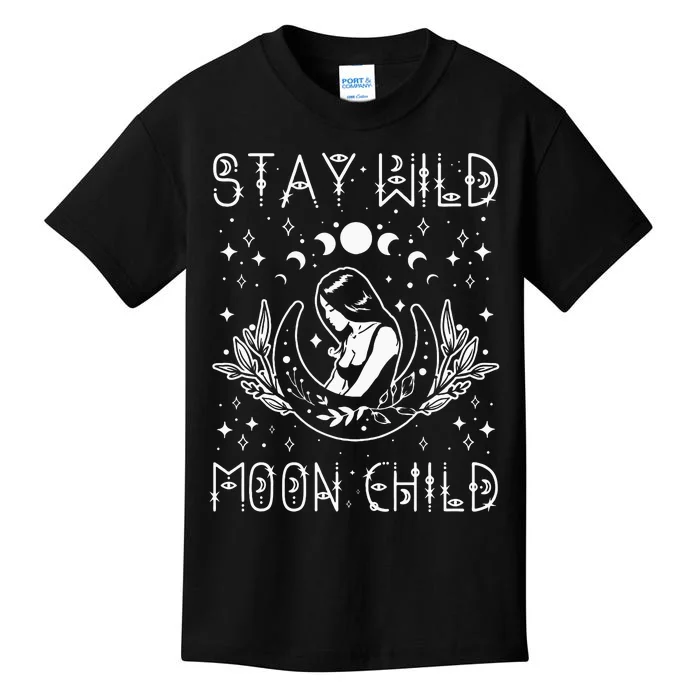 Stay Wild Moon Child Celestial Wiccan Witchy Boho Vibes Kids T-Shirt