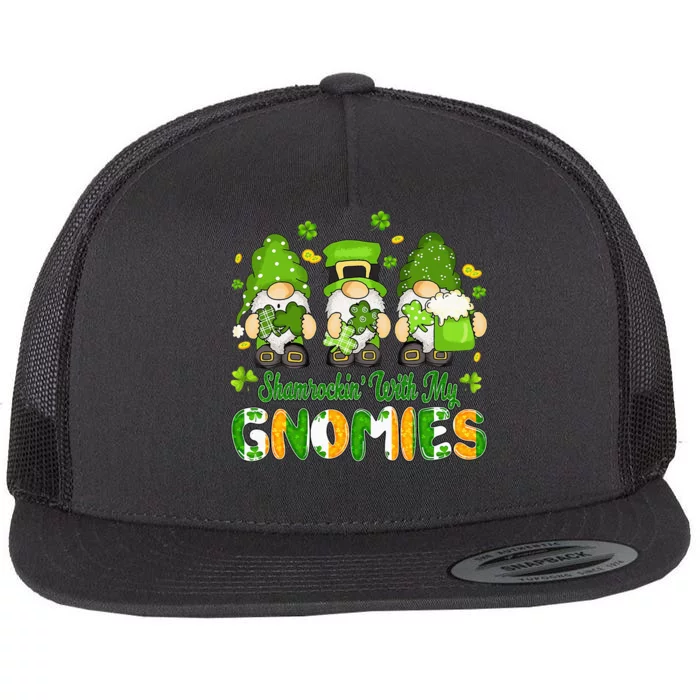 Shamrockin' With My Gnomies St Patricks Day Lucky Flat Bill Trucker Hat