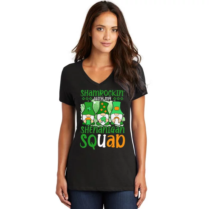 Shamrockin' With My Shenanigan Squad St. Patrick's Day Women's V-Neck T-Shirt