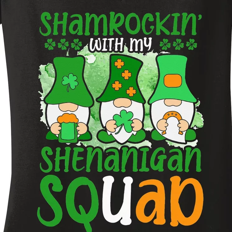 Shamrockin' With My Shenanigan Squad St. Patrick's Day Women's V-Neck T-Shirt