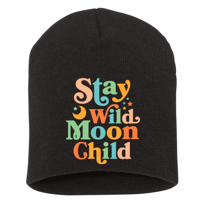 Stay Wild Moon Child Hippie Retro 60s 70s Groovy Short Acrylic Beanie