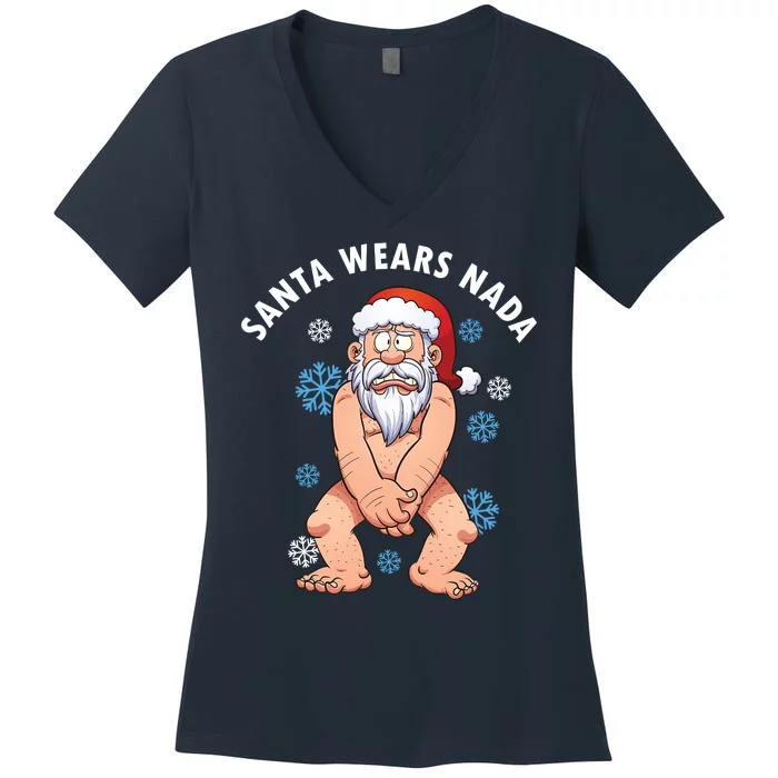 Santa Wears Nada Funny Christmas Women's V-Neck T-Shirt