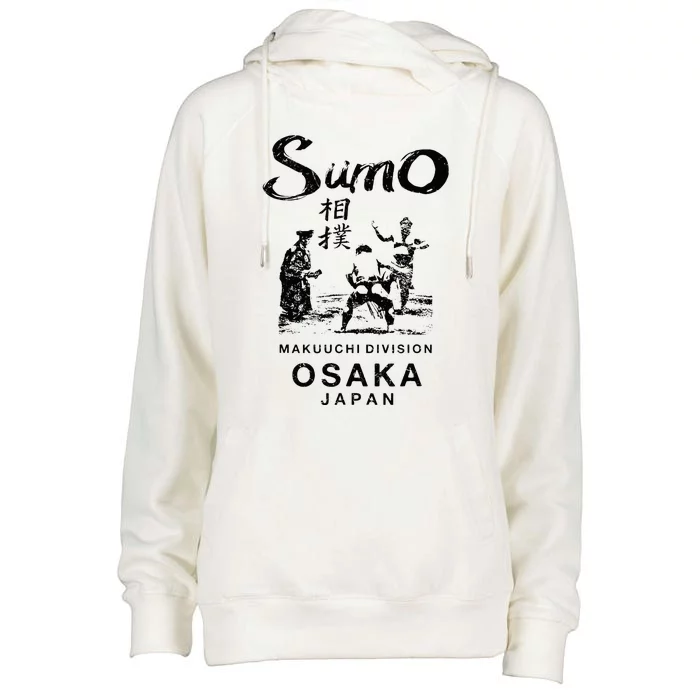 Sumo Wrestling Osaka Japan Womens Funnel Neck Pullover Hood