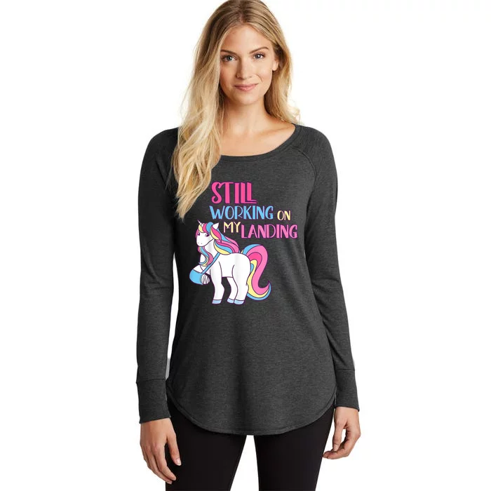 Still Working On My Landing Injury Broken Arm Cute Unicorn Women's Perfect Tri Tunic Long Sleeve Shirt