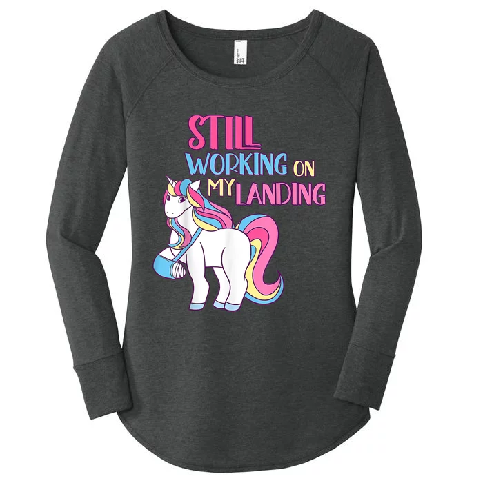 Still Working On My Landing Injury Broken Arm Cute Unicorn Women's Perfect Tri Tunic Long Sleeve Shirt