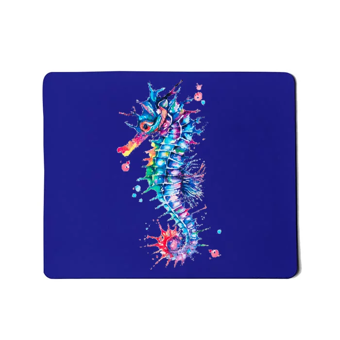 Seahorse Watercolor Ocean Animal Colorful Underwater Fish Mousepad