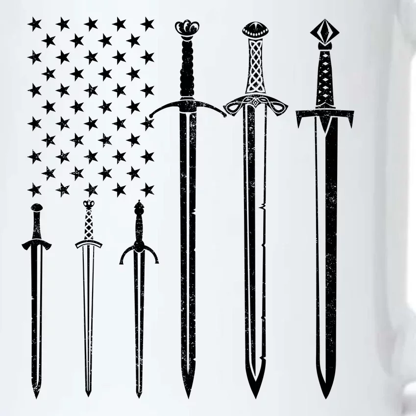 Sword American Flag Black Color Changing Mug