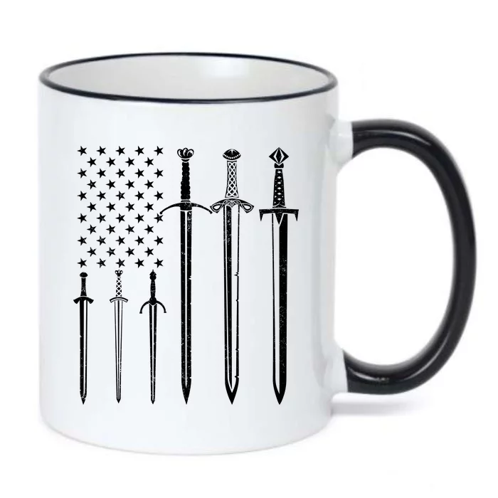 Sword American Flag Black Color Changing Mug